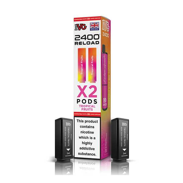 Tropical Fruits flavoured IVG 2400 Reload 2 in 1 Pod in Yellow and Pink Colour