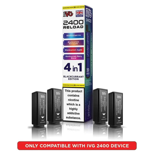 Blackcurrant Edition flavoured IVG 2400 Reload 4 in 1 Pod