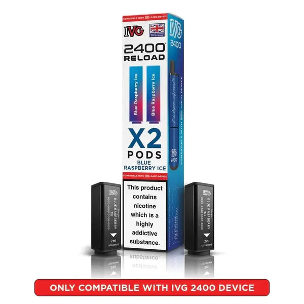Blue Raspberry Ice flavoured IVG 2400 Reload 4 in 1 Pod