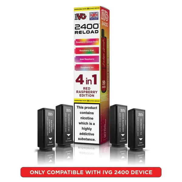 Red Raspberry Edition flavoured IVG 2400 Reload 4 in 1 Pod