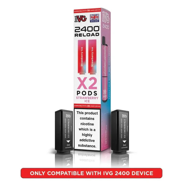 Strawberry Ice flavoured IVG 2400 Reload 4 in 1 Pod