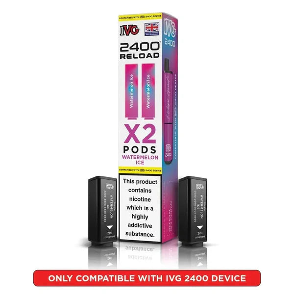 Watermelon Ice flavoured IVG 2400 Reload 4 in 1 Pod