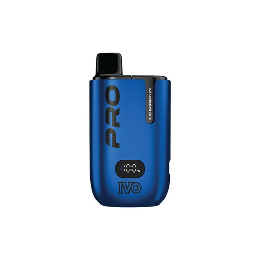 Blue Raspberry Ice flavour IVG Pro 12 Prefilled Vape Kit in Blue colour