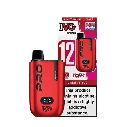 Cherry Ice flavoured IVG Pro 12 Prefilled Vape Kit in Red Colour
