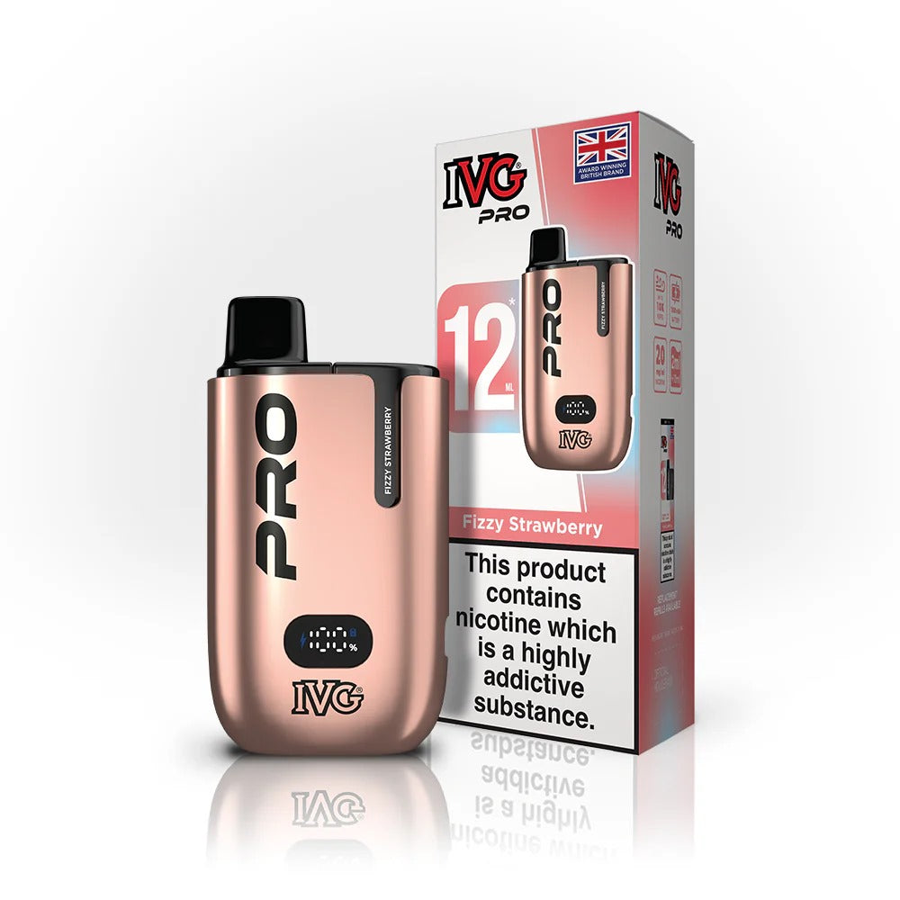 Fizzy Strawberry flavoured IVG Pro 12 Prefilled Vape Kit in Face Pink Colour