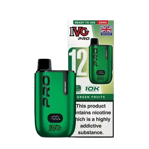 Green Fruits flavoured IVG Pro 12 Prefilled Vape Kit in Green Colour