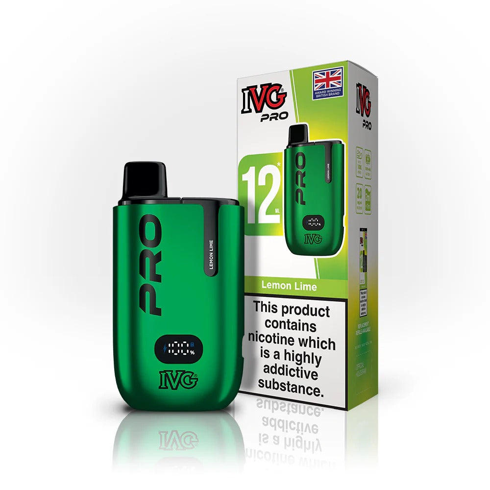Lemon Lime flavoured IVG Pro 12 Prefilled Vape Kit in Green Colour