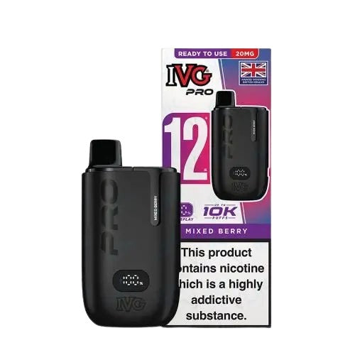 Mixed Berry flavoured IVG Pro 12 Prefilled Vape Kit in Black Colour