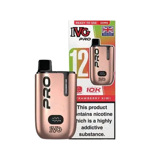 Strawberry Ice flavoured IVG Pro 12 Prefilled Vape Kit in Face Pink Colour