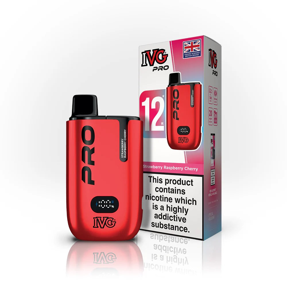 Strawberry Raspberry Cherry flavoured IVG Pro 12 Prefilled Vape Kit in Red Colour