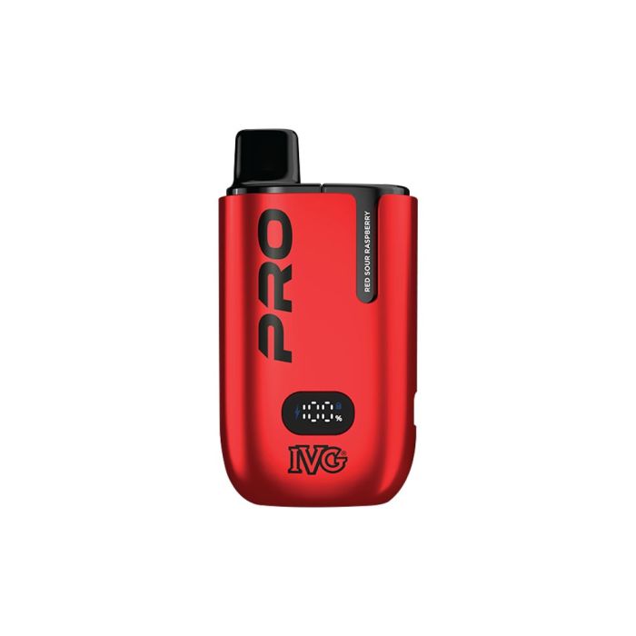 Red Sour Raspberry flavour IVG Pro 12 Prefilled Vape Kit in Red colour