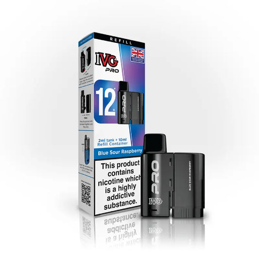 Blue Sour Raspberry flavoured IVG PRO Refill Pods in Blue and Purple Colour