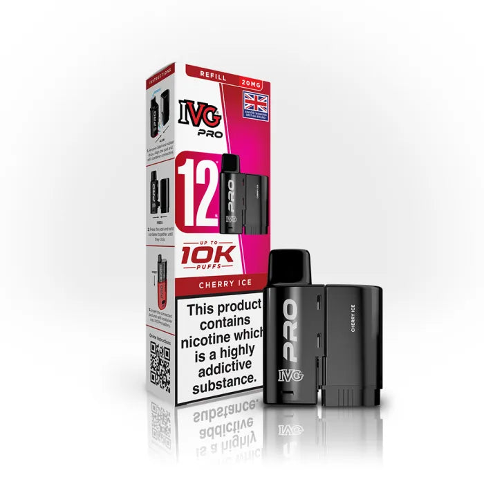 Cherry Ice flavoured IVG PRO Refill Pods in Red Colour