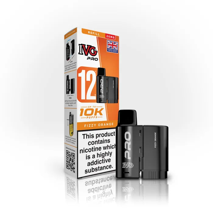 Fizzy Orange flavoured IVG PRO Refill Pods in Orange Colour