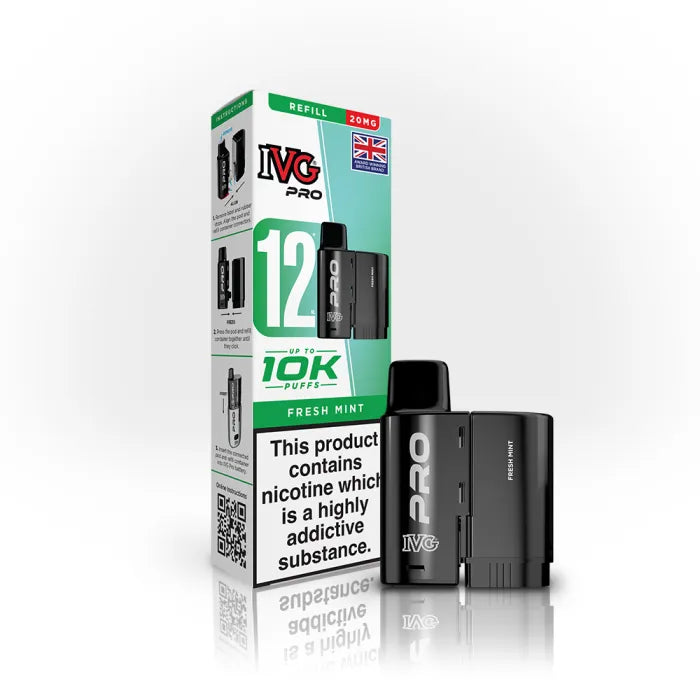 Fresh Mint flavoured IVG PRO Refill Pods in Green Colour