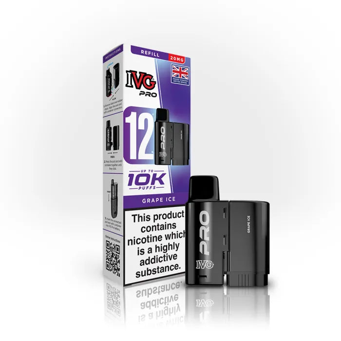 Grape Ice flavoured IVG PRO Refill Pods in Purple Colour