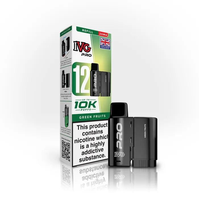 Green Fruits flavoured IVG PRO Refill Pods in Green Colour