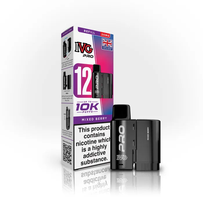 Mixed Berry flavoured IVG PRO Refill Pods in Purple and Red Colour