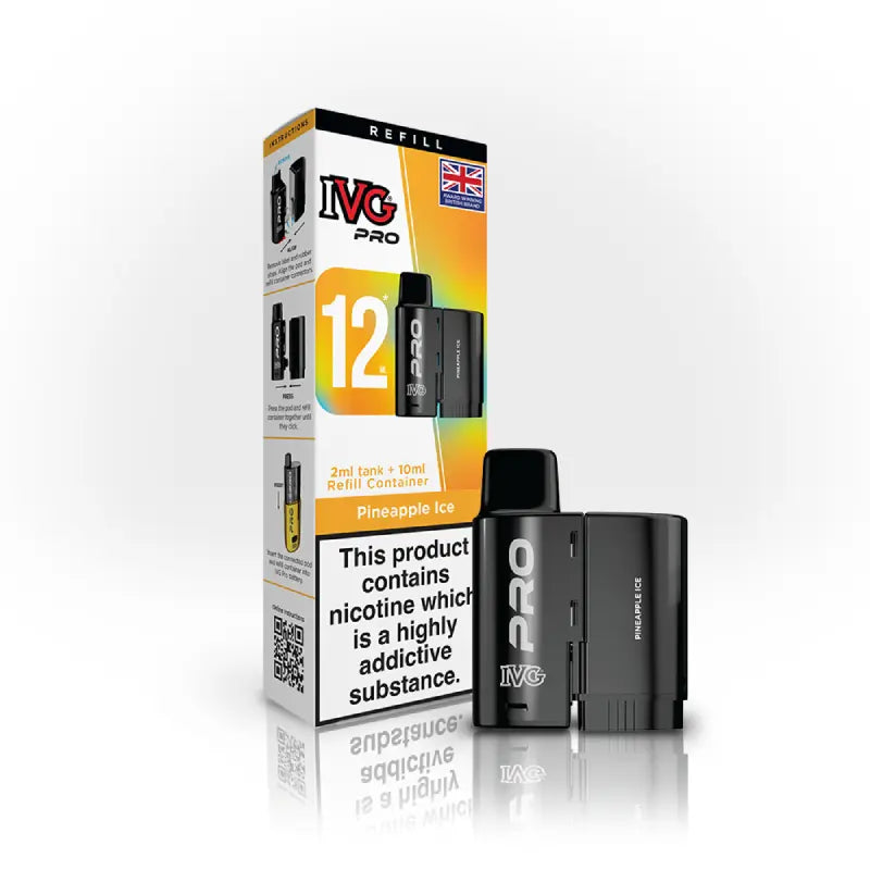 Pineapple Ice flavoured IVG PRO Refill Pods in Yellow Colour