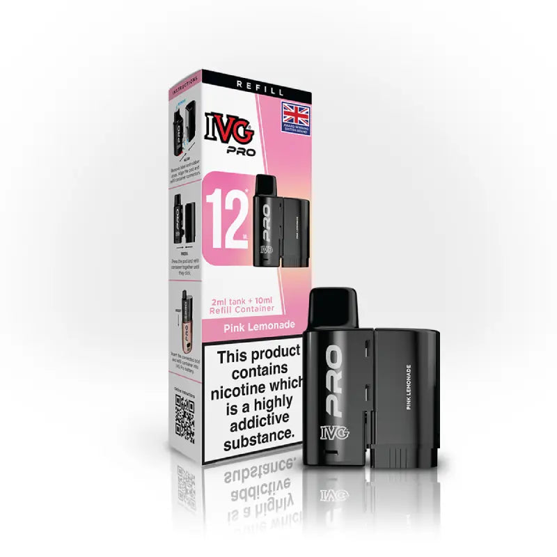 Pink Lemonade flavoured IVG PRO Refill Pods in Pink Colour