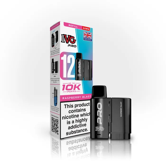Raspberry Blast flavoured IVG PRO Refill Pods in Blue Colour
