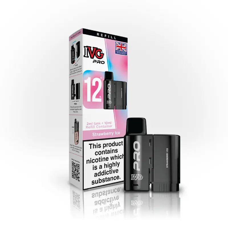 Strawberry Ice flavoured IVG PRO Refill Pods in Pink Colour