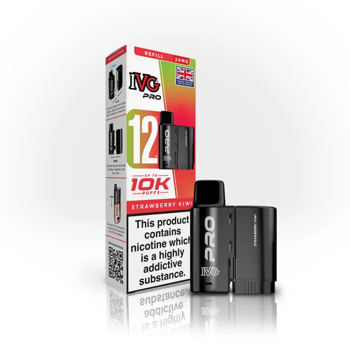 Strawberry Kiwi flavoured IVG PRO Refill Pods in Red Colour