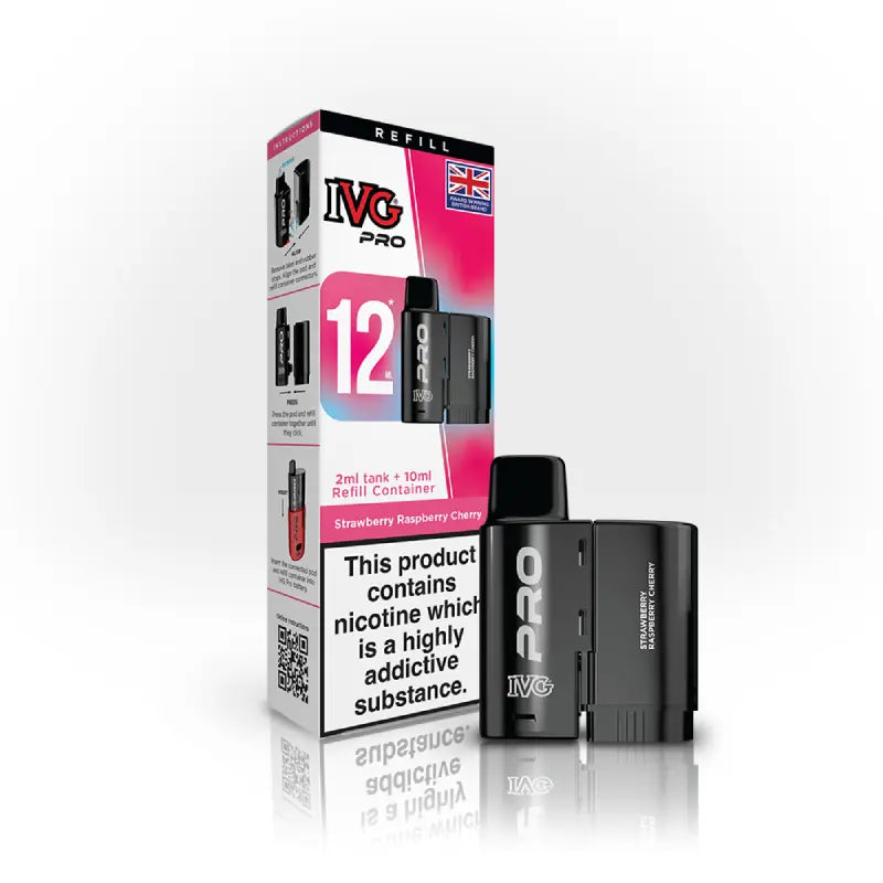 Strawberry Raspberry Cherry flavoured IVG PRO Refill Pods in Red Colour