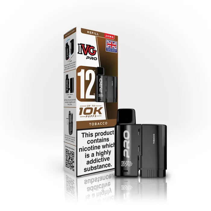 Tobacco flavoured IVG PRO Refill Pods in Brown Colour