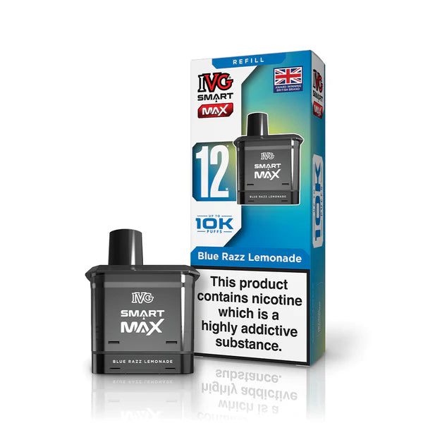 Blue Razz Lemonade flavoured IVG Smart Max Replacement Pod in Blue Yellow Colour