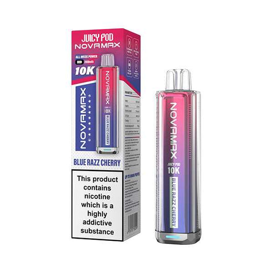 Blue Razz Cherry flavoured Juicy Pod Novamax 10K Prefilled Pod Kit in Pinkish Purple Colour