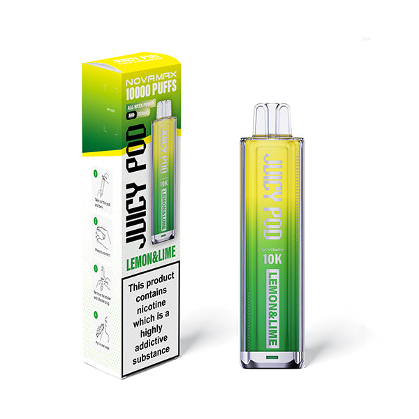 Lemon & Lime flavoured Juicy Pod Novamax 10K Prefilled Pod Kit in Yellowish Green Colour