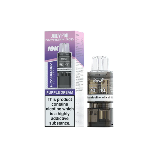 Purple Dream flavoured Juicy Pod Novamax 10K Replacement Pod in Pinkish Purple Colour