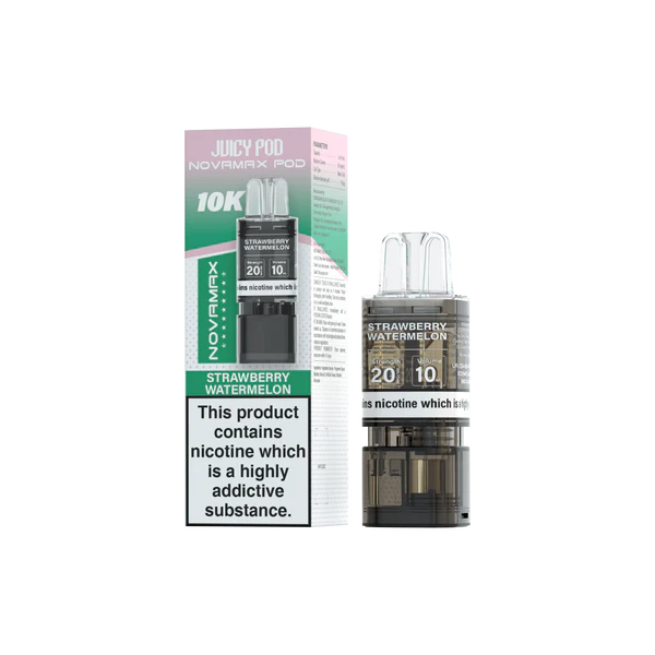 Strawberry Watermelon flavoured Juicy Pod Novamax 10K Replacement Pod in Pinkish Green Colour