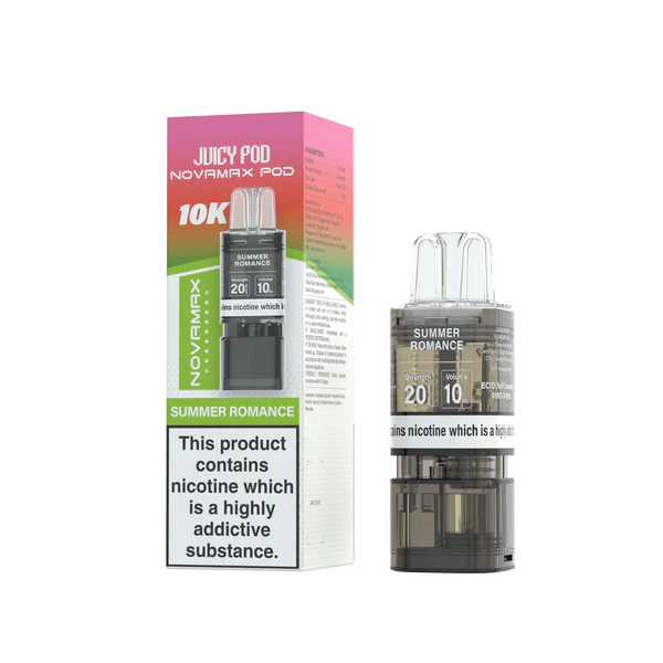 Summer Romance flavoured Juicy Pod Novamax 10K Replacement Pod in Pinkish Red Colour