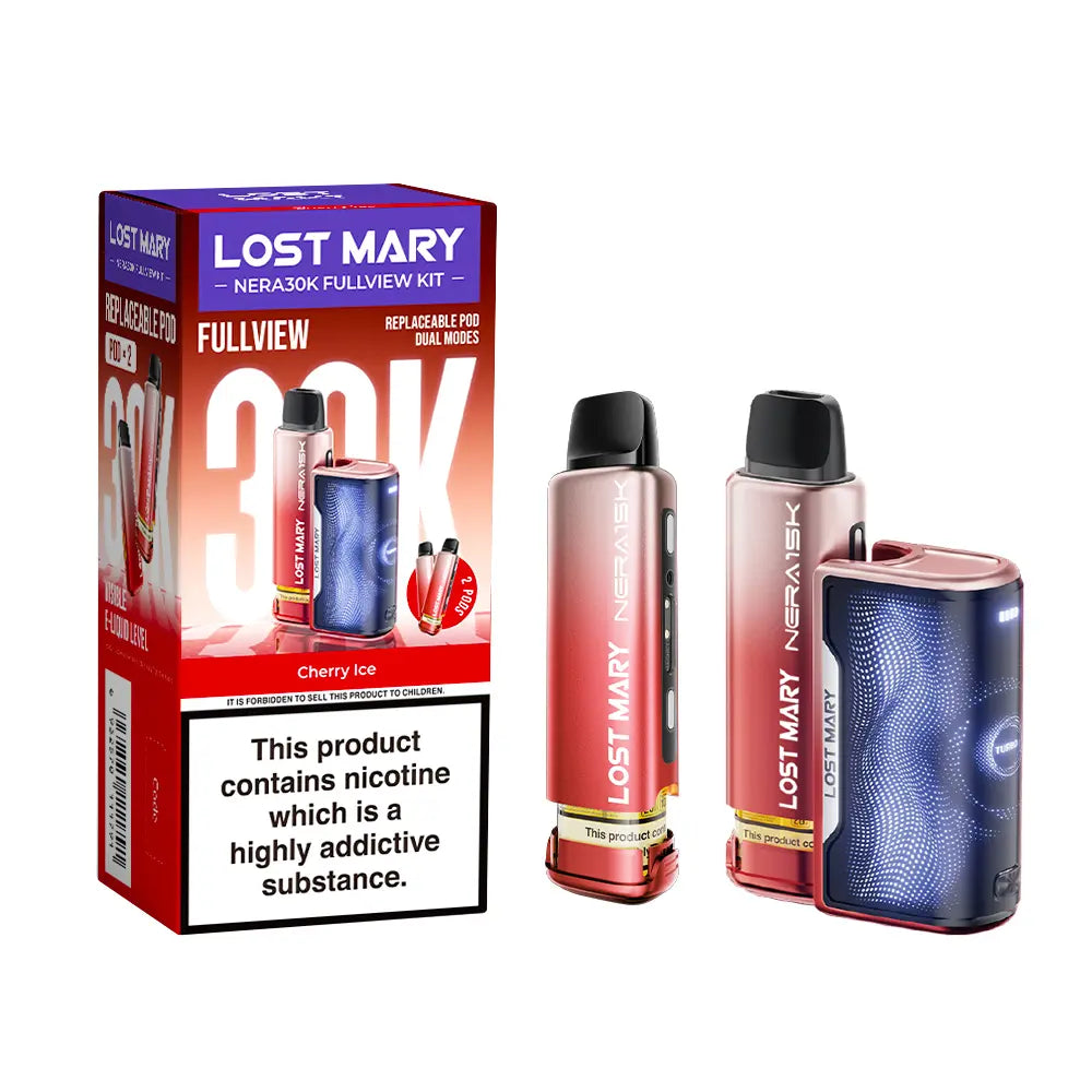 Cherry Ice flavoured Lost Mary Nera 30K Fullview Vape Kit