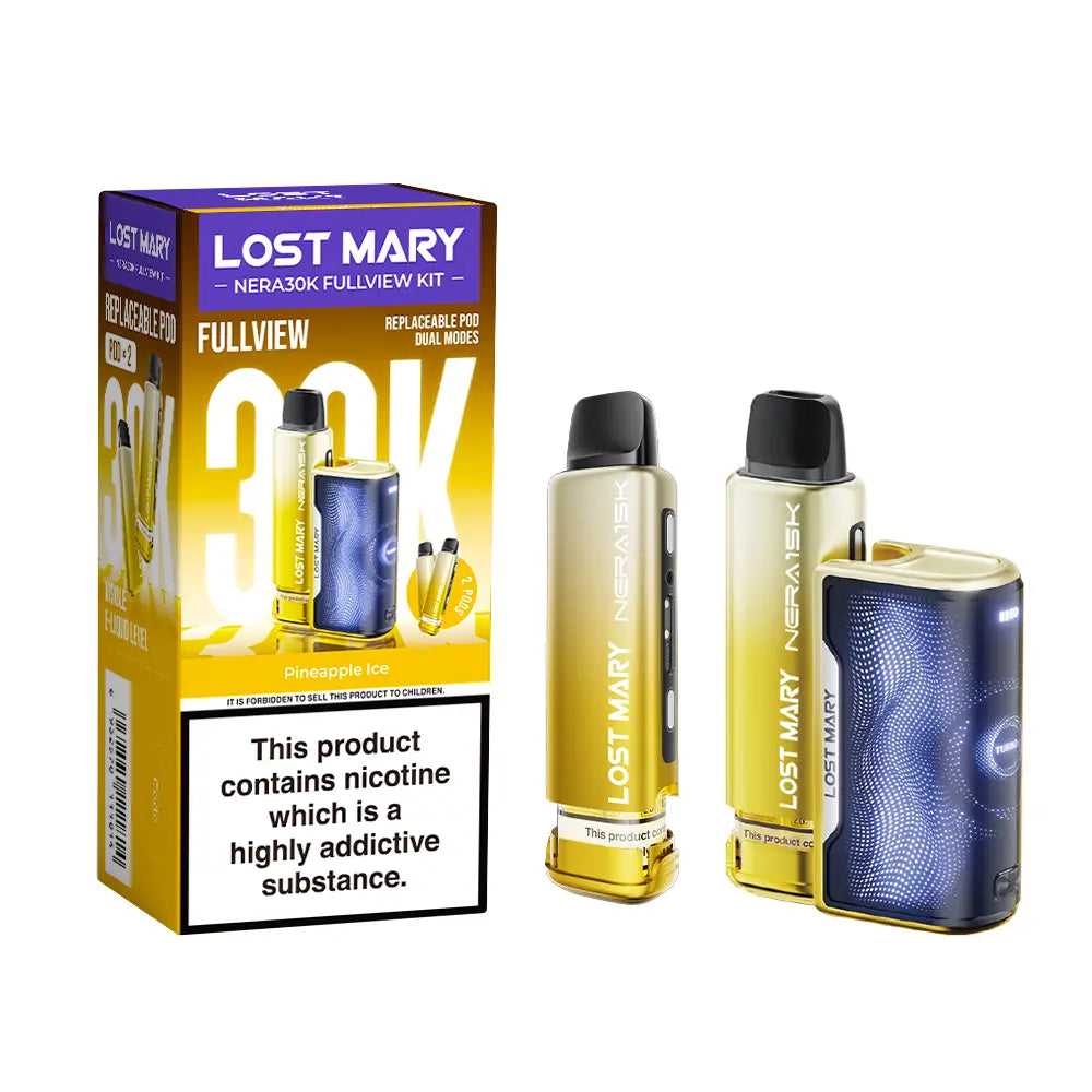Pineapple Ice flavoured Lost Mary Nera 30K Fullview Vape Kit