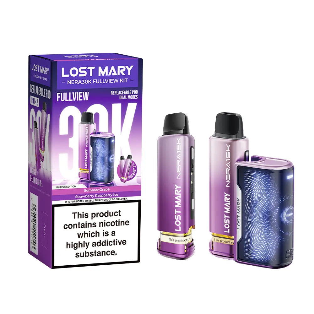 Purple Edition flavoured Lost Mary Nera 30K Fullview Vape Kit