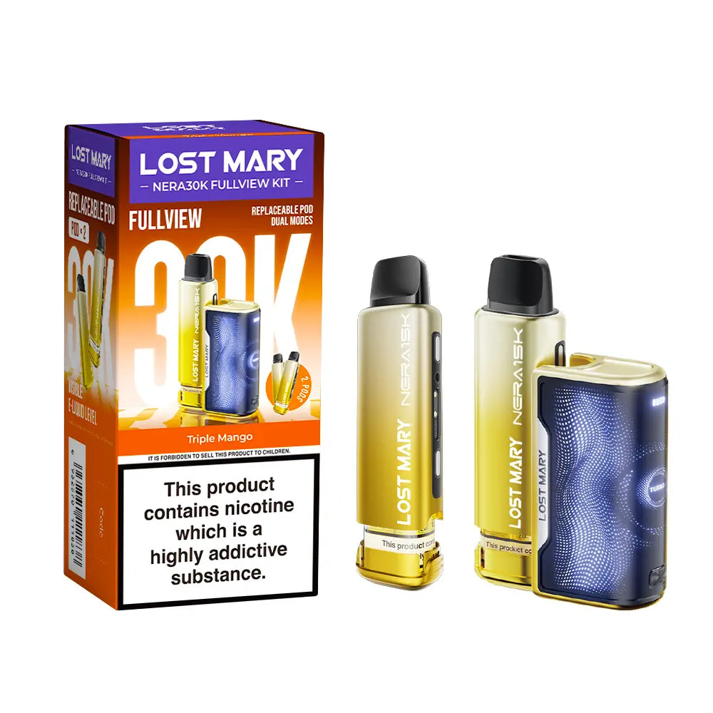 Triple Mango flavoured Lost Mary Nera 30K Fullview Vape Kit