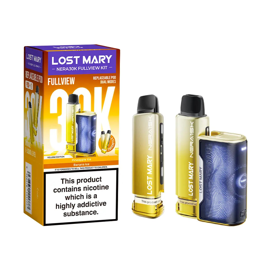 Yellow Edition flavoured Lost Mary Nera 30K Fullview Vape Kit