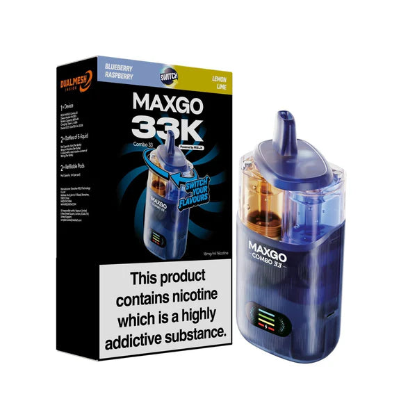 Blueberry Raspberry /Lemon Lime flavoured Maxgo 33K Vape Kit in Dark Purple Colour
