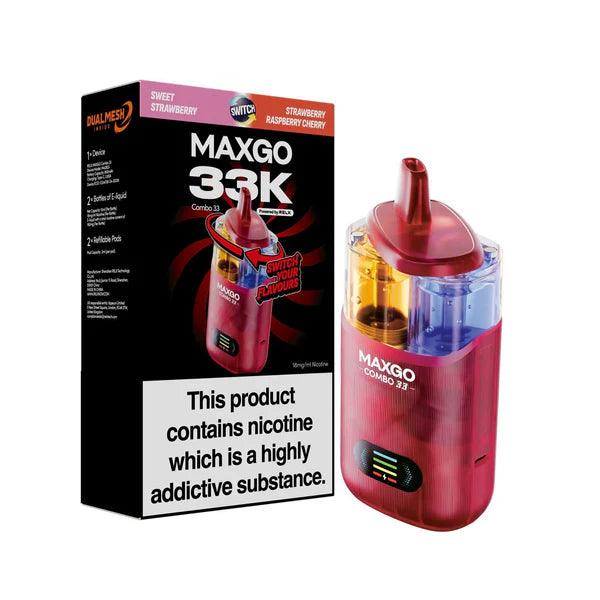 Sweet Strawberry / Starwberry Raspberry Cherry flavoured Maxgo 33K Vape Kit in Red Colour