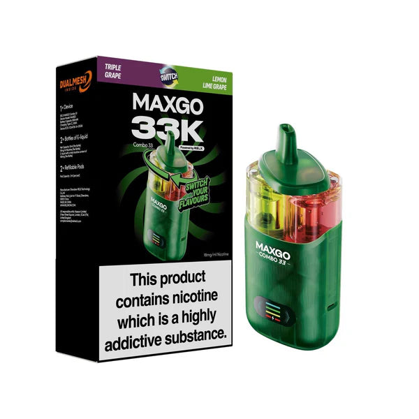 Triple Grape / Lemon Lime Grape flavoured Maxgo 33K Vape Kit in Green Colour