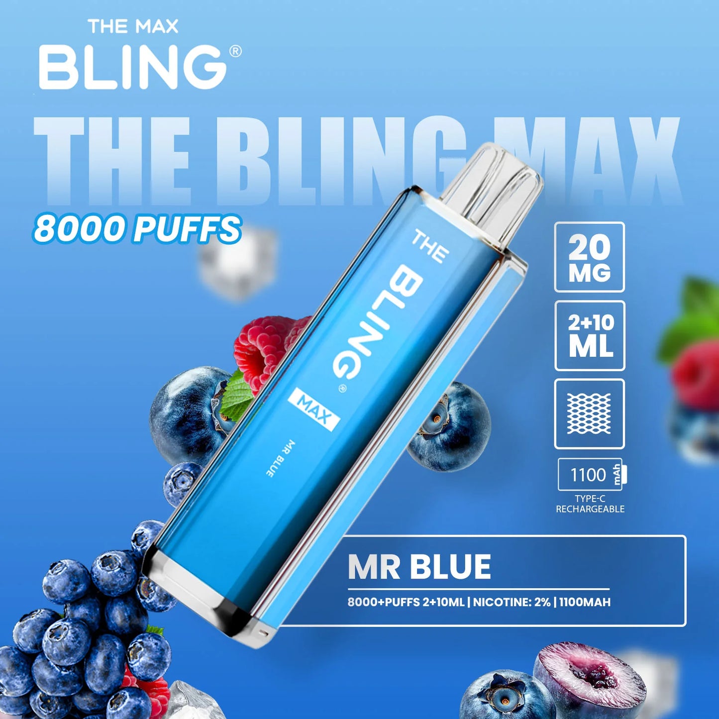 Bling Max 8000 Puffs Vape Kit - Box Of 5