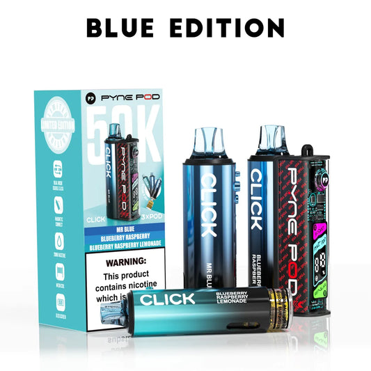 Blue Edition flavoured Pyne Pod Click 50K Vape Kit