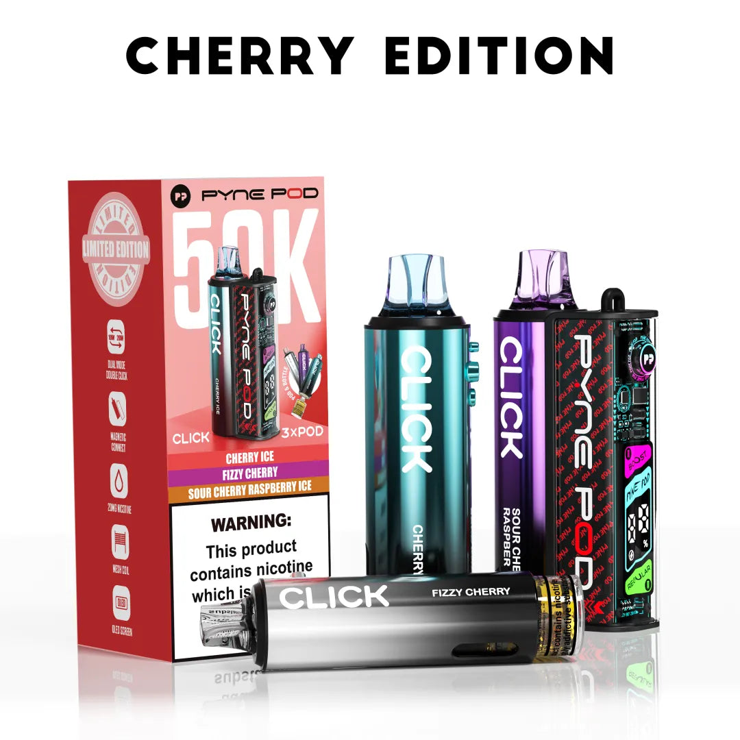 Cherry Edition flavoured Pyne Pod Click 50K Vape Kit