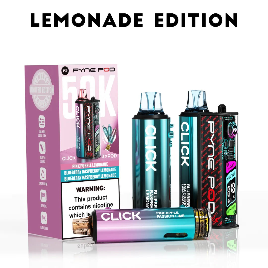 Lemonade Edition flavoured Pyne Pod Click 50K Vape Kit