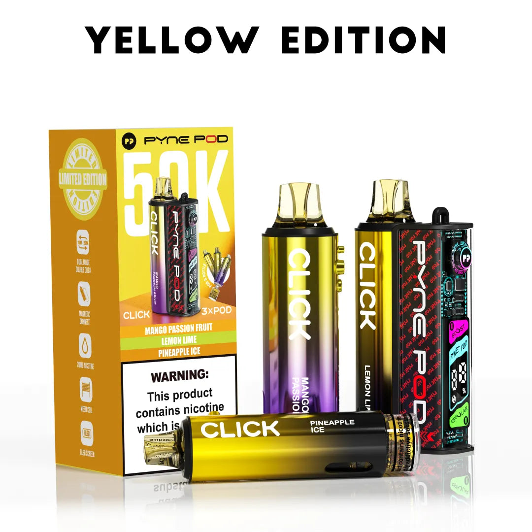 Yellow Edition flavoured Pyne Pod Click 50K Vape Kit