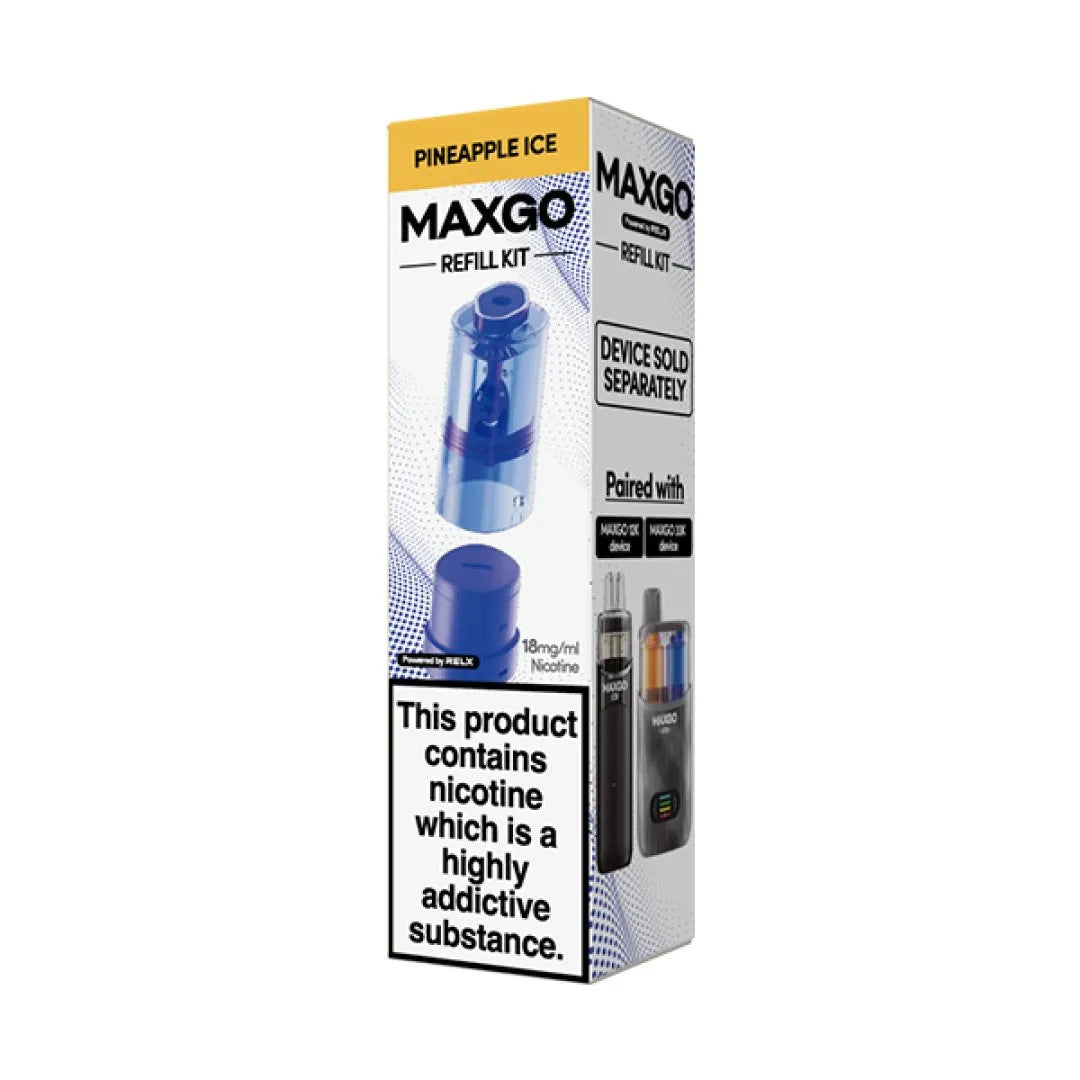 Pineapple Ice flavoured Relx Maxgo Refill Replacement Pods in Dark Blue Colour