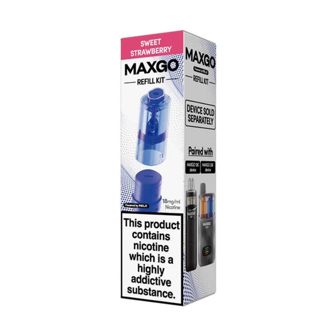 Sweet Strawberry flavoured Relx Maxgo Refill Replacement Pods in Dark Blue Colour